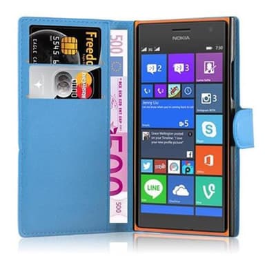 Nokia Lumia 730 Suojakuori Lompakkokotelo (Sininen)