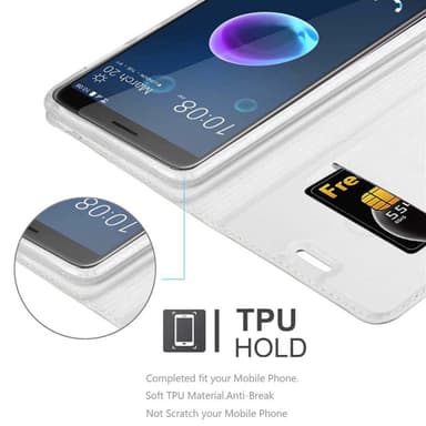 HTC Desire 12 Suojakuori Lompakkokotelo (Hopea)