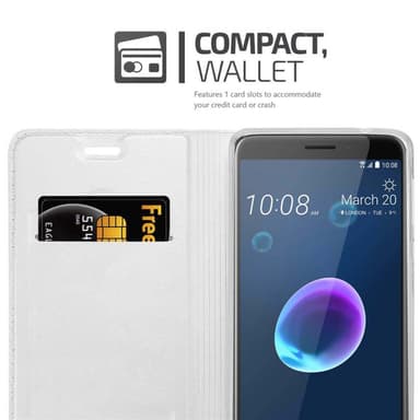 HTC Desire 12 Suojakuori Lompakkokotelo (Hopea)