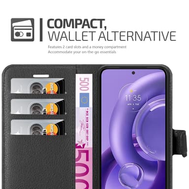 Motorola EDGE 30 NEO Suojakuori Lompakkokotelo (Musta)