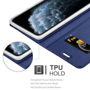 iPhone 11 PRO MAX Suojakuori Lompakkokotelo (Sininen)