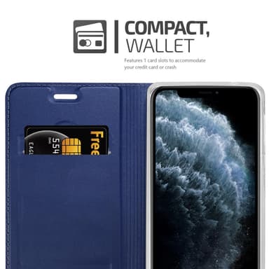 iPhone 11 PRO MAX Suojakuori Lompakkokotelo (Sininen)