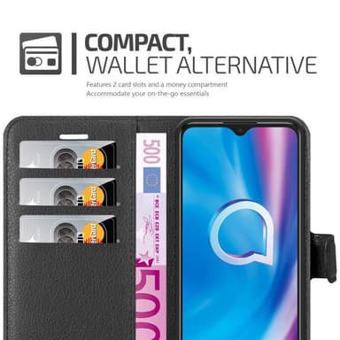Alcatel 1S 2020 Suojakuori Lompakkokotelo (Musta)