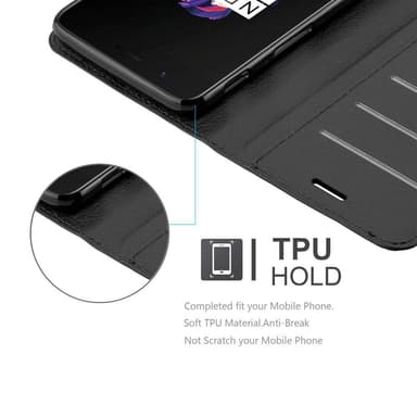 OnePlus 5 Suojakuori Lompakkokotelo (Musta)