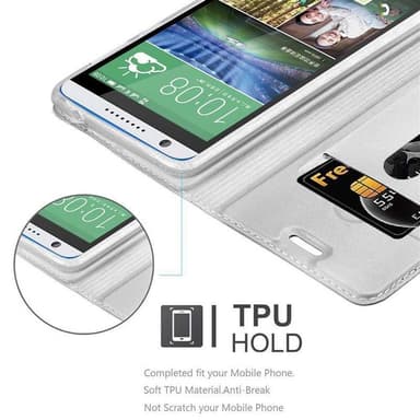 HTC Desire 820 Suojakuori Lompakkokotelo (Hopea)