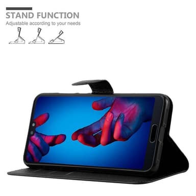 Huawei P20 Suojakuori Lompakkokotelo (Musta)