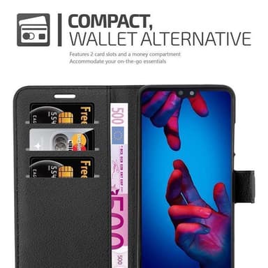 Huawei P20 Suojakuori Lompakkokotelo (Musta)