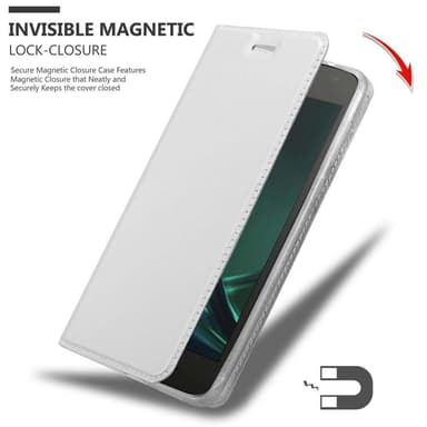 Motorola MOTO G4 PLAY Suojakuori Lompakkokotelo (Hopea)
