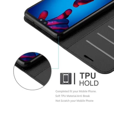 Huawei P20 Suojakuori Lompakkokotelo (Musta)