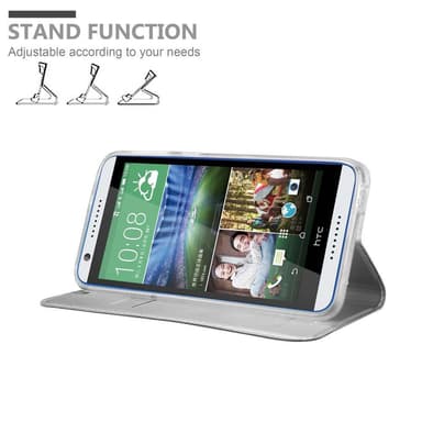 HTC Desire 820 Suojakuori Lompakkokotelo (Hopea)
