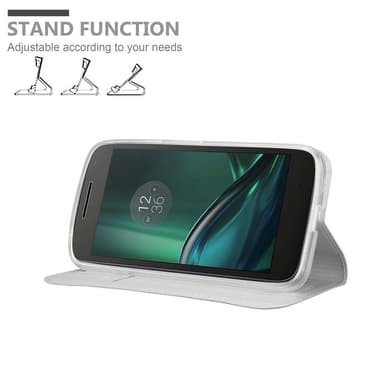Motorola MOTO G4 PLAY Suojakuori Lompakkokotelo (Hopea)