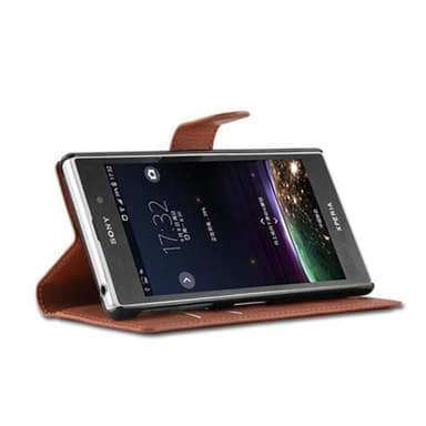 Sony Xperia Z1 Suojakuori Lompakkokotelo (Ruskea)