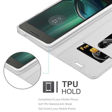Motorola MOTO G4 PLAY Suojakuori Lompakkokotelo (Hopea)