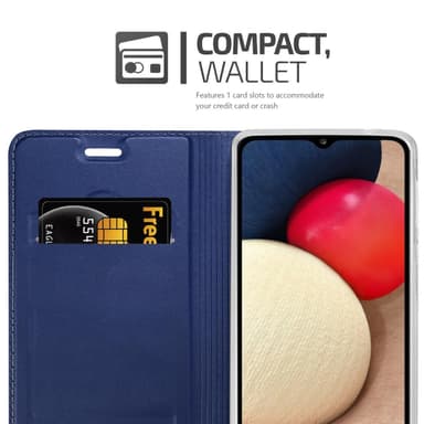 Samsung Galaxy A02s Suojakuori Lompakkokotelo (Sininen)