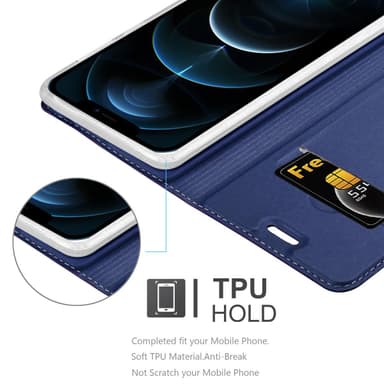 iPhone 12 PRO MAX Suojakuori Lompakkokotelo (Sininen)