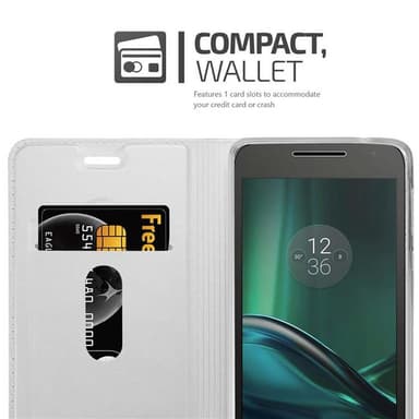 Motorola MOTO G4 PLAY Suojakuori Lompakkokotelo (Hopea)