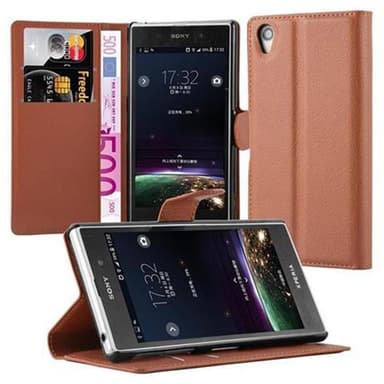 Sony Xperia Z1 Suojakuori Lompakkokotelo (Ruskea)