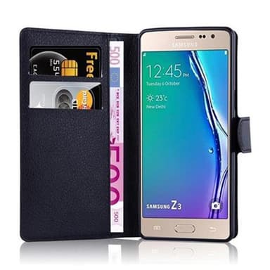 Samsung Galaxy Z3 Suojakuori Lompakkokotelo (Musta)