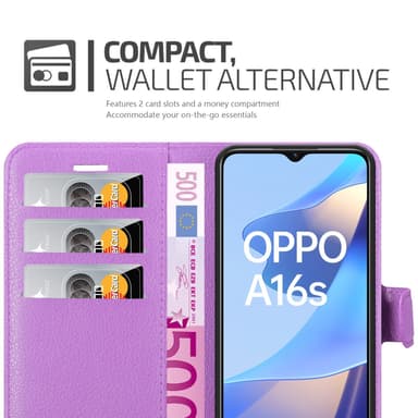 Oppo A16s / A54s Suojakuori Lompakkokotelo (Violetti)