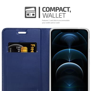 iPhone 12 PRO MAX Suojakuori Lompakkokotelo (Sininen)