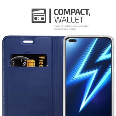 Realme 6 PRO Suojakuori Lompakkokotelo (Sininen)