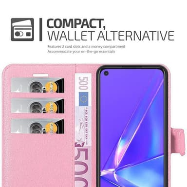 Oppo A72 Suojakuori Lompakkokotelo (Vaaleanpunainen)