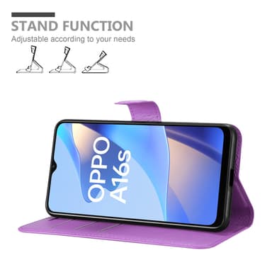 Oppo A16s / A54s Suojakuori Lompakkokotelo (Violetti)
