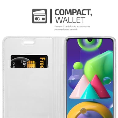 Samsung Galaxy M31 Suojakuori Lompakkokotelo (Hopea)