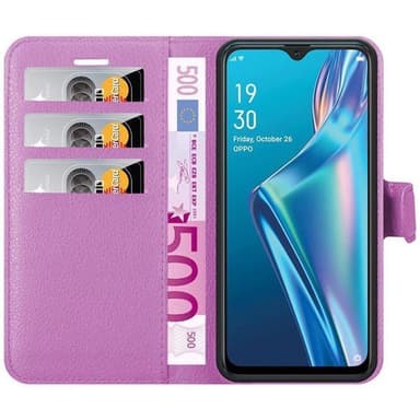 Oppo A12 Suojakuori Lompakkokotelo (Violetti)