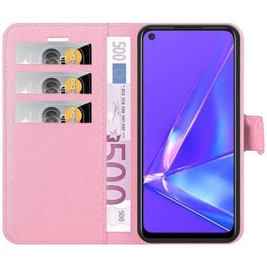 Oppo A72 Suojakuori Lompakkokotelo (Vaaleanpunainen)
