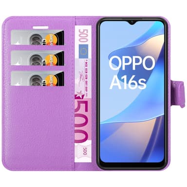 Oppo A16s / A54s Suojakuori Lompakkokotelo (Violetti)