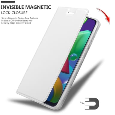 Samsung Galaxy M31 Suojakuori Lompakkokotelo (Hopea)
