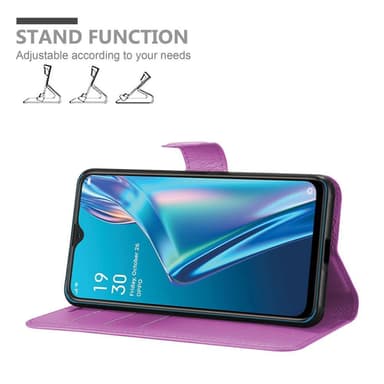 Oppo A12 Suojakuori Lompakkokotelo (Violetti)