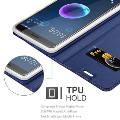 HTC Desire 12 Suojakuori Lompakkokotelo (Sininen)