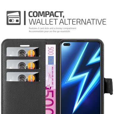 Realme 6 PRO Suojakuori Lompakkokotelo (Musta)