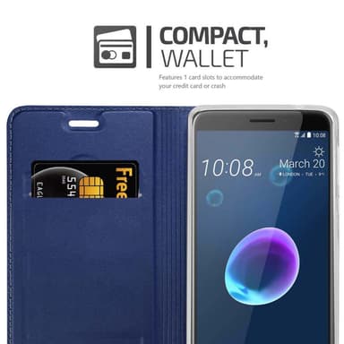 HTC Desire 12 Suojakuori Lompakkokotelo (Sininen)