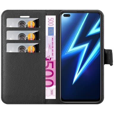 Realme 6 PRO Suojakuori Lompakkokotelo (Musta)