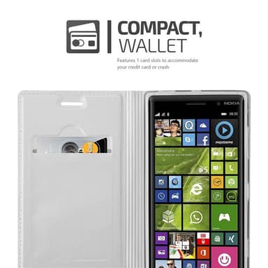 Nokia Lumia 830 Suojakuori Lompakkokotelo (Hopea)