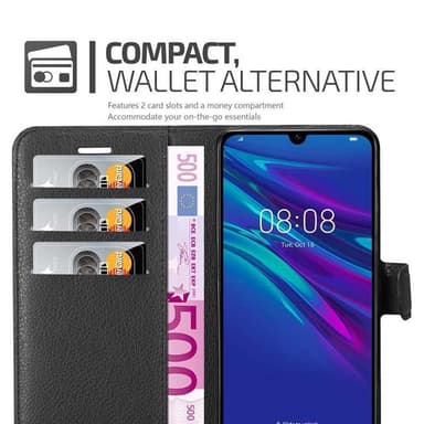Huawei Y6 2019 Suojakuori Lompakkokotelo (Musta)