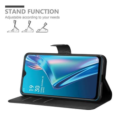Oppo A12 Suojakuori Lompakkokotelo (Musta)
