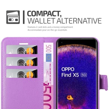 Oppo FIND X5 Suojakuori Lompakkokotelo (Violetti)