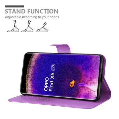 Oppo FIND X5 Suojakuori Lompakkokotelo (Violetti)