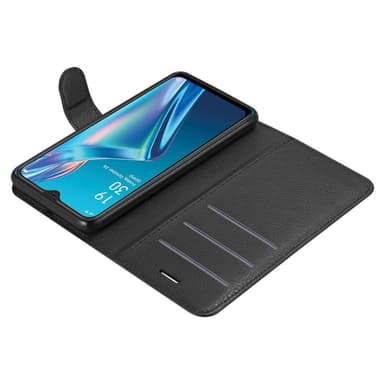 Oppo A12 Suojakuori Lompakkokotelo (Musta)