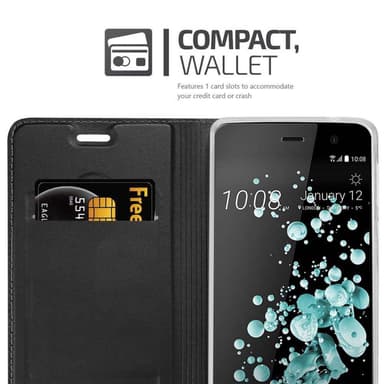 HTC U PLAY Suojakuori Lompakkokotelo (Musta)