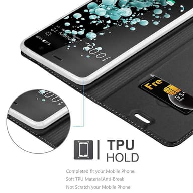 HTC U PLAY Suojakuori Lompakkokotelo (Musta)