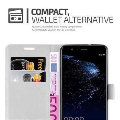 Huawei P10 LITE Suojakuori Lompakkokotelo (Valkoinen)