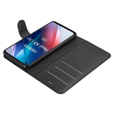 Oppo FIND X3 LITE Suojakuori Lompakkokotelo (Musta)