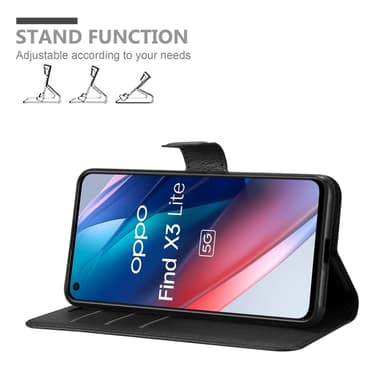 Oppo FIND X3 LITE Suojakuori Lompakkokotelo (Musta)