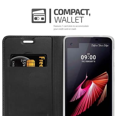 LG X SCREEN Suojakuori Lompakkokotelo (Musta)