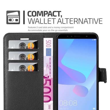 Huawei Y6 PRIME Suojakuori Lompakkokotelo (Musta)
